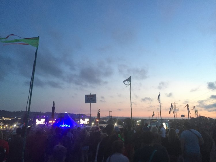 The Killers performing at Glastonbury festival.