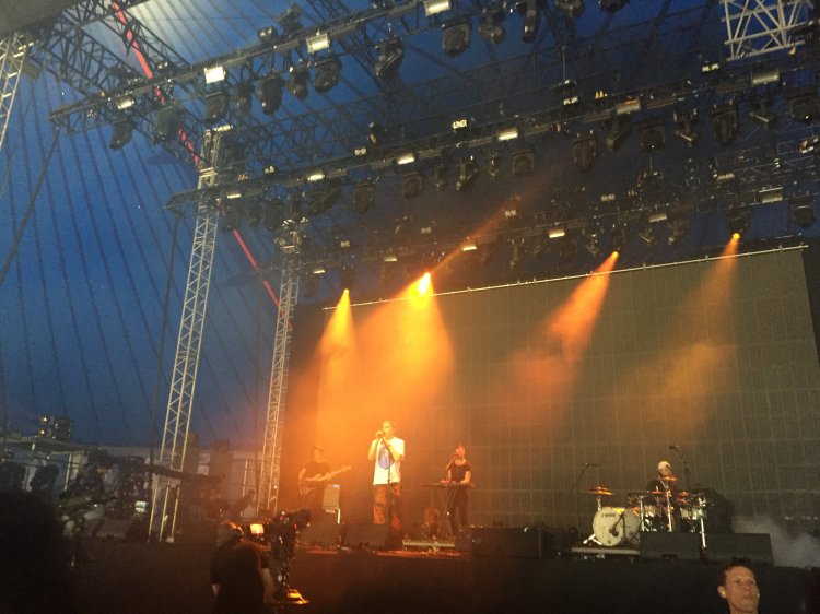 Dermot Kennedy performing at Glastonbury festival.